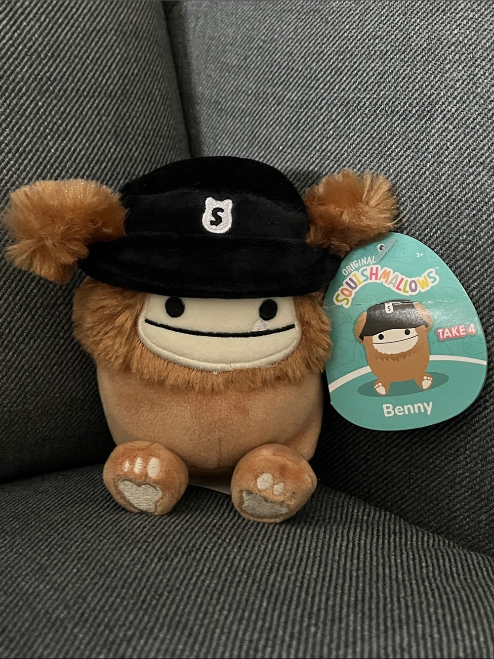 Squishmallows Benny 3.5” Plush - Brown with Black Hat